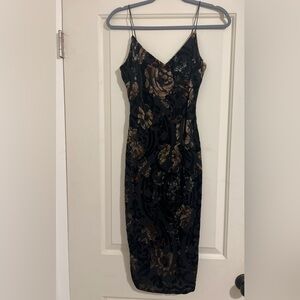 A’GACI Black Tank‎ Midi Velvet Velour Floral Witchy Whimsigoth Goth Dress Y2K